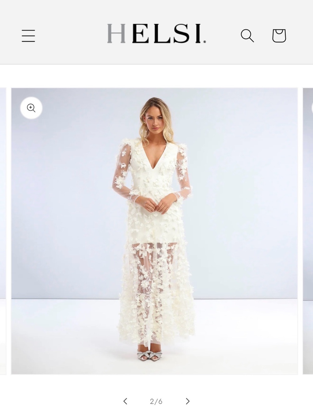 White Sheer Floral Appliqué Maxi Dress